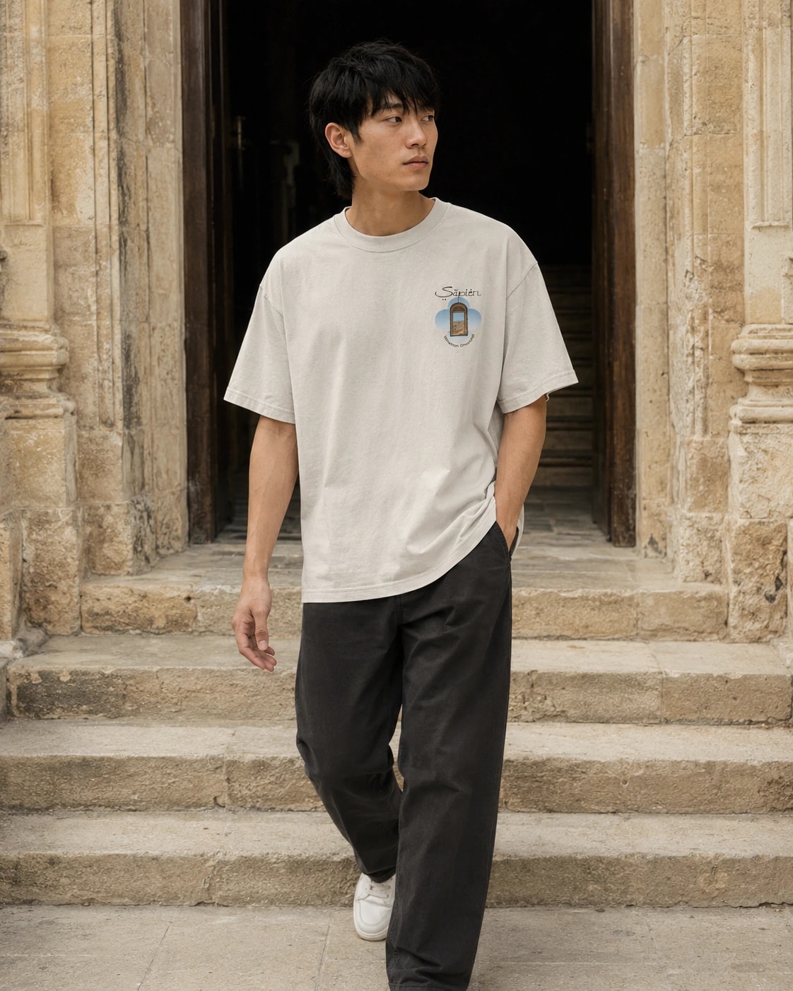 Winston Churchill Tee, Faded Bone, featured