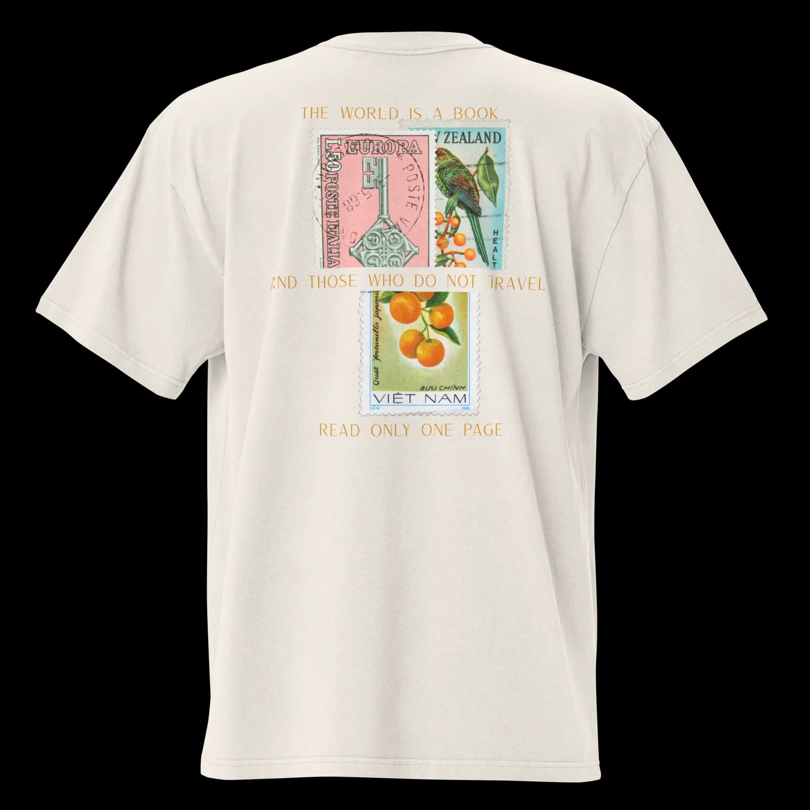 St. Augustine Tee — Three franked stamps, collaged